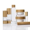 High quality china factory professional bamboo cosmetic packaging set bamboo jar bamboo bottle