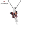 Quality certification jewelry sterling natural stone butterfly pendant silver 925 with Coffee zirconium