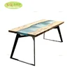 Solid wood epoxy resin table river edge slab table 100% hard wood