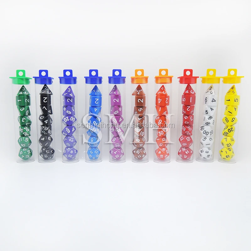 Smh Dice Tube Packaging Solid White Polyhedral Dice Set D4 D6 D8 D10
