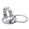 12317 xuping rhodium plated rings, alloy cz three engagement ring set