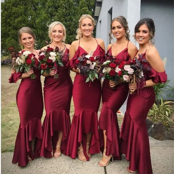 Burgundy red bridesmaid dress best sale