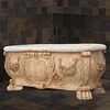 Freestanding Yellow Marble Stone Bath Tub