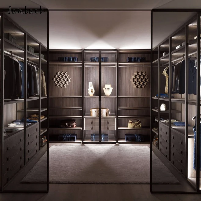 Grote zwarte garderobe kast walk in closet ontwerp voor luxe huis/commecial gebruik