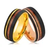 Fashion Ring Rose Gold Jewelry Hawaiian KOA Wood Resin Tungsten Black Wedding Ring for Men
