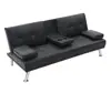 Black PU Upholstery Living Room Cheap Leather Sofa Bed