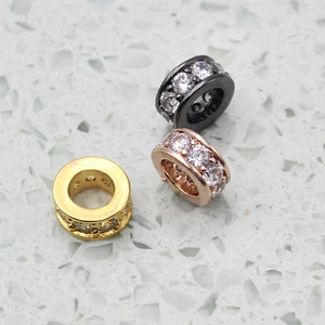 Brass Micro Pave Cubic Zirconia Stones Spacer Beads fit Anil Arjanda Bracelets Diy Jewelry Making Supplies