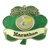 Four-leaf clover 2d zinc alloy shiny gold marathon finisher aekwondo sport ribbon medal for events