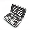 9pcs manicure pedicure set for girl lady travel kit with leopard print metal frame on leather case