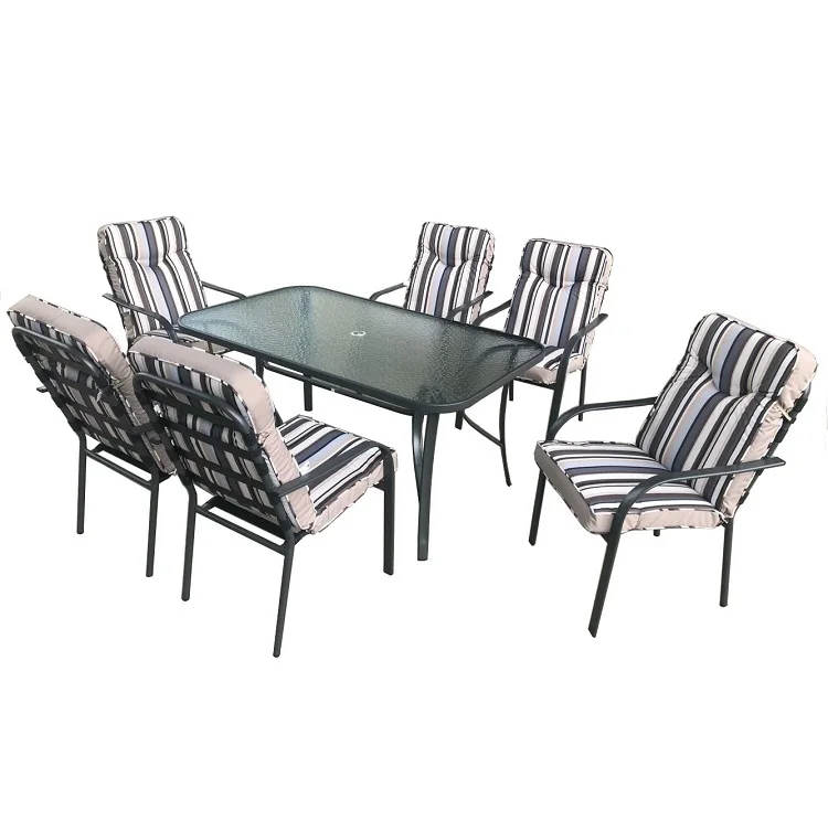 Outdoor Dining Padded Chair 6seater Table Garden Furniture Patio