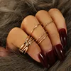 AliExpress Foreign Trade Jewelry Fashion Four Layers Water Drop Diamond Ring Simple Hemp Rope Ring Set 5 Piece Set
