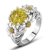 New York Copper Jewelry Sunflower Inlaid Yellow Diamond Ring