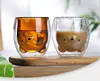 Glass Cup Hand Blown High Borosilicate Lead Free Glass Double Cup Glass Bear Cute Animal Cup