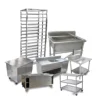Custom Industrial Commercial Worktable Stainless Steel Preparation Kitchen Table Sink Bench