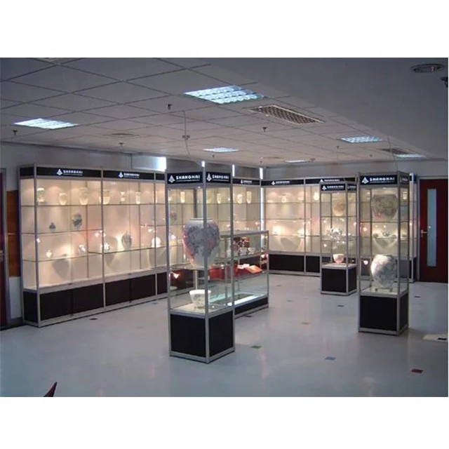 Jewelry Vitrine Display Showcase Cabinets Floor Standing Glass