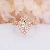 Retro Women Rings Fashion Style Luxury Rose Golden Silver Rhombic Flower Shape Wedding Ring Jewellery Vintage Diamante Rings