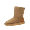 Custom Classic Winter Durable Warm Genuine Leather Comfortable Soft Half Snow Sheepskin Boots for Women Chestnut
