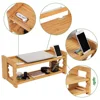Eco-friendly Bamboo Adjustable Monitor Stand Computer Laptop Riser with Accessories Storage Shelf