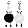 Promotional Panda Cartoon Fur Plush Pom Pom Stylish Fashion Cute Key Chain Keychain for Ladies Gift AD1820