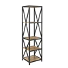 Wood Look Accent Furniture Metal Frame Vintage Industrial Style Booksehlf Etagere for Home Decor