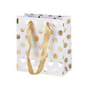 12 Piece Carrier Bags with Handle Drawstring Henkel Polka Dots Motif Gold (15 * 14 * 7cm) Paper Gift Bags