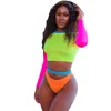 Neon Green Sexy Two Piece Set Summer Beach Culb Outfits Crop Tops + Shorts Sets Plus Size Women 2 Piece Matching Suits Y11626