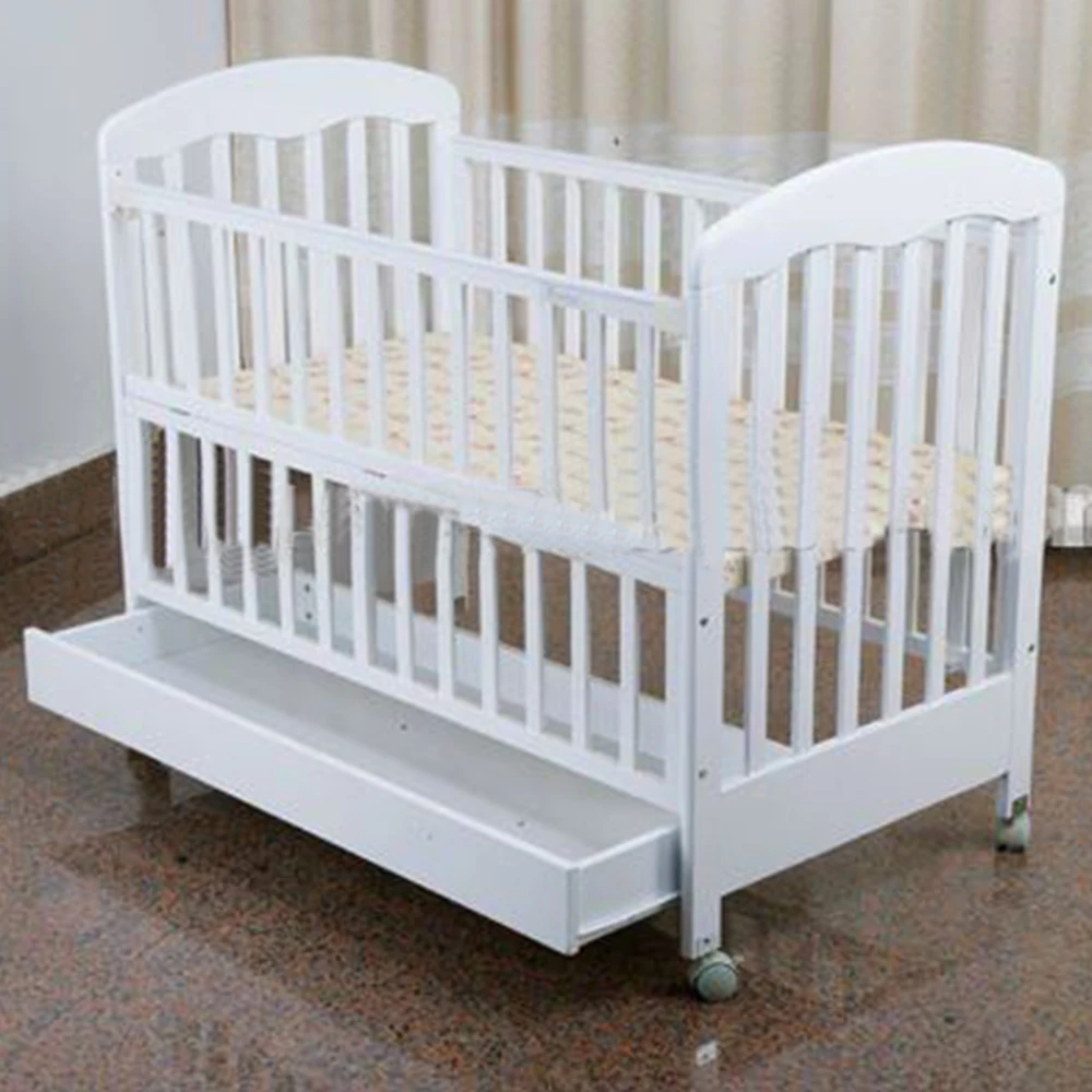 L F 2 In 1 Wood Baby Cot Fixed Side Baby Crib With Drawer Buy