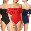Women's triangle swimwear sexy solid color bikini flounce ladie's swimsuit