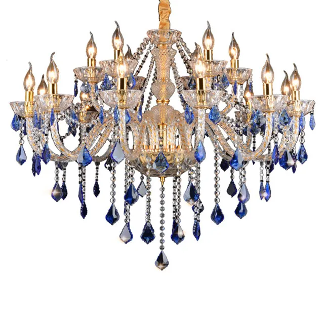 Blue luxury crystal light large E14 lamp crystal chandelier