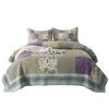 Bedspread Quilt Set with Real Stitched Embroidery, Bohemian Garden Pattern,Queen Size
