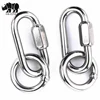 D Shape Locking Carabiner Stainless Steel Quick Link Chain Connector Keychain Ring Buckle
