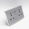 Neon 2 Separated 2 Gang Electrical Wall Light Switch And 2 Gang 3 Pin Wall Socket Outlet