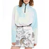 1/4 Zip Pullover Custom Color Tie Dye Fleece Crop Top Women Jacket