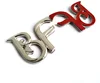 Silver Plating Color Hollow Out Letter BF Car Emblem With Red 3M Sticker