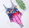 News bathers women Sun Set Palm print swimsuit one piece swimwear sexy bikini hot sale swimming costume bathing suit