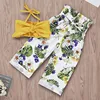 Hot sale Latest design new fashion children girl clothes sets boutique kids clothes Printed bow girl outfit
