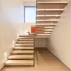 Home prefab wood entry steps design floating stairs effect