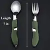 4 in 1 Outdoor Stainless Steel Camping Picnic Multifunction Tableware Cutlery with Folding Spoon Fork Knife&Bottle Opener