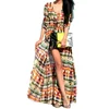 European Ready To Ship V-Neck Hot Sale Cheap Tie-dye Maxi Chiffon Ladies Dress