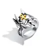 Fashion stainless steel man jewelry wholesale steel gold jesus cross squirrel shape anime dragon ring