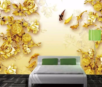 ゴールドローズ絵画 3d 壁紙ゴールドカラー壁画壁紙ローズ花壁紙壁の装飾のため Buy ゴールドメタリック壁紙 壁紙金色 ローズ花壁紙 Product On Alibaba Com