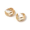 Fashion Chunky Thin Twist Triple Cuff Hoop stainless steel earrings, wholesale Statement Stud Earrings For Women