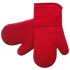 Meita Home Silicone oven mitts and pot holder cotton fill and soft lining easy clean FDA standard for BBQ pair Red