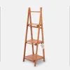 2019 Good Quality Three Tier Flower Rack Standing Wooden Plant Display Shelf Rack