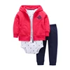 Spring Autumn Cardigan Hooded Jacket Long Sleeve Short Sleeve Romper Pants Jumpsuit Set Baby Clothing Sets