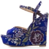 Top Sales Wholesale Sexy Peep Toe Floral Silk Embroidery Fabric Wedge Sandals For Women