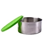 High-grade Nested Foldable Green Sauce Canister Set Bento Box Stackable Stainless Steel Lunch Box with Silicone Lid For Storage