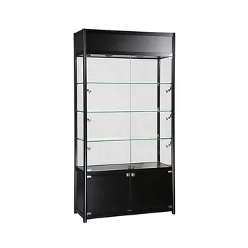 Black Swing Open Doors Aluminum Glass Display Cabinet For Product