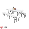 Indoor And Outdoor Dining Room Furniture Fold-In-Half Table And Benchs Set