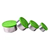 Leakproof Nested Lockable Green Sauce Canister Set Bento Box Stackable Stainless Steel Lunch Box with Silicone Lid For Storage